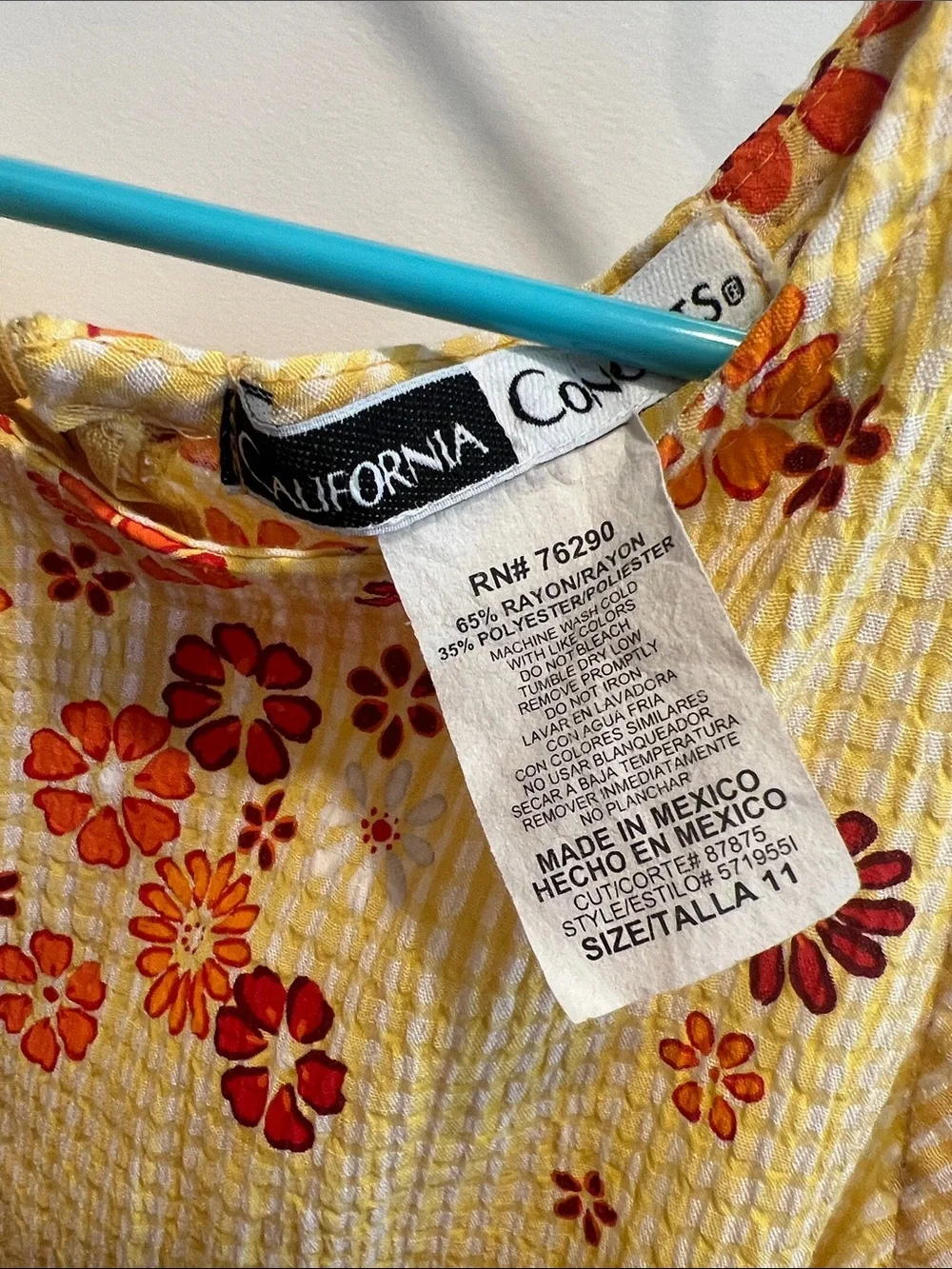 Vintage Yellow Floral Sundress with Red & Orange Blooms - Picture 3 of 8